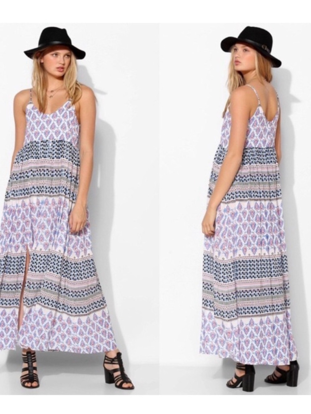 Urban Outfitters Some Days Lovin Meadow Boho Maxi Sun dress in pink & blue Print